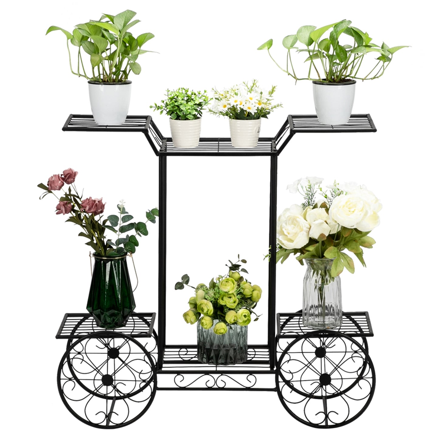 Paint Car Shape 6 Plant Stand Black