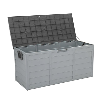 75gal 260L Outdoor Garden Plastic Storage Deck Box Chest Tools Cushions Toys Lockable Seat