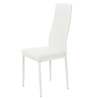 4pcs Elegant Assembled Stripping Texture High Backrest Dining Chairs White(Alternate code: 86358020)