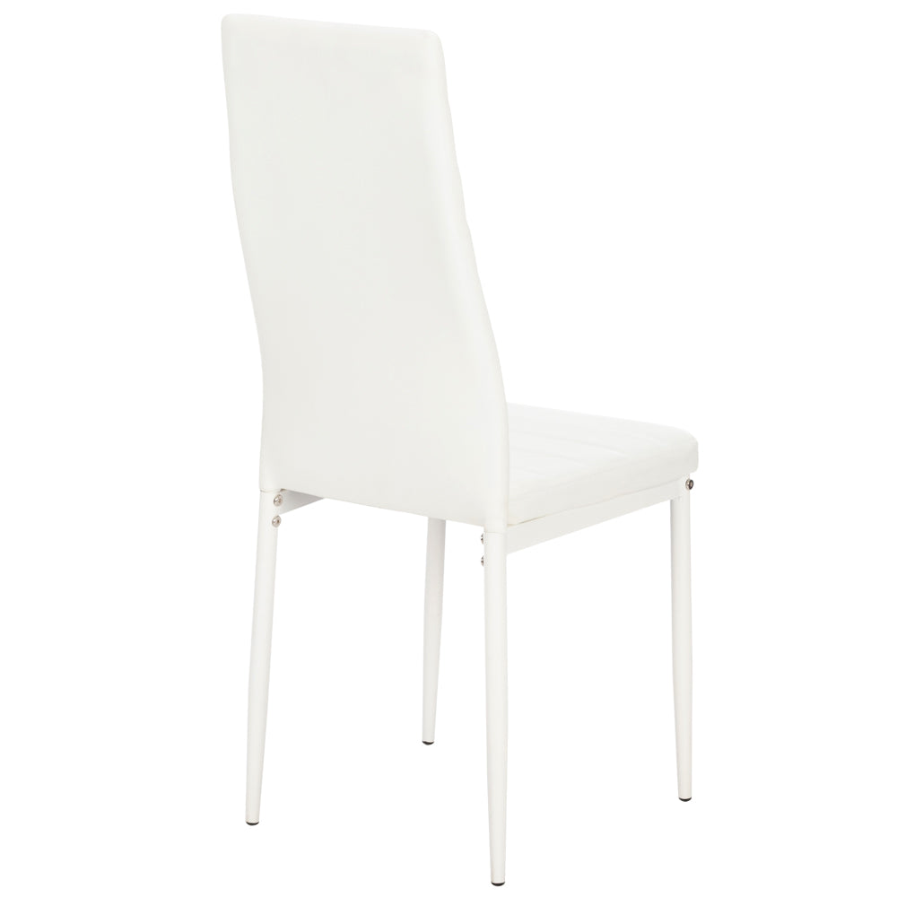 4pcs Elegant Assembled Stripping Texture High Backrest Dining Chairs White(Alternate code: 86358020)