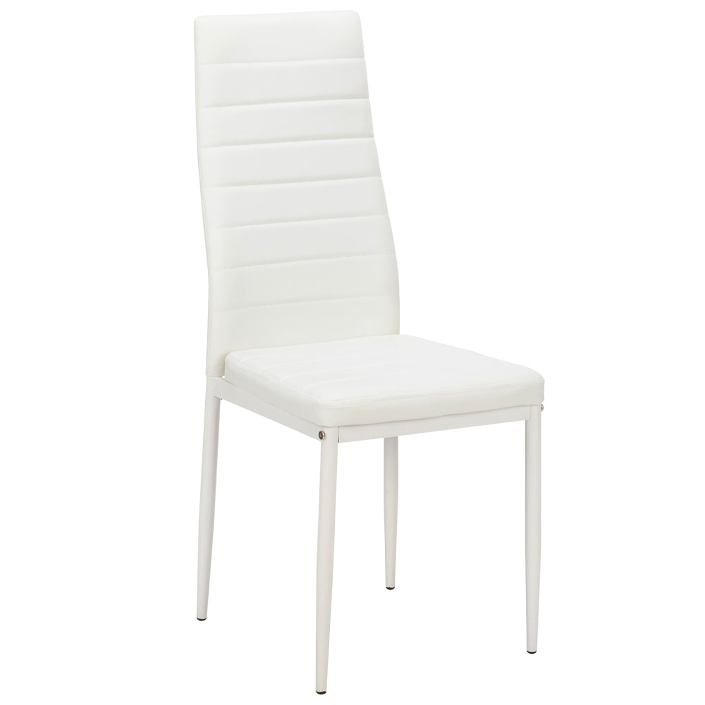 4pcs Elegant Assembled Stripping Texture High Backrest Dining Chairs White(Alternate code: 86358020)