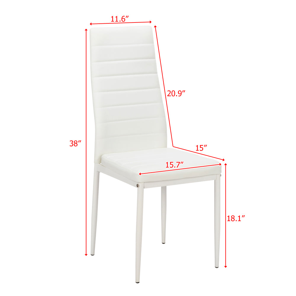 4pcs Elegant Assembled Stripping Texture High Backrest Dining Chairs White(Alternate code: 86358020)