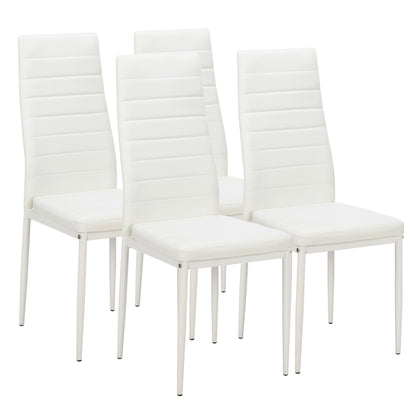 4pcs Elegant Assembled Stripping Texture High Backrest Dining Chairs White(Alternate code: 86358020)