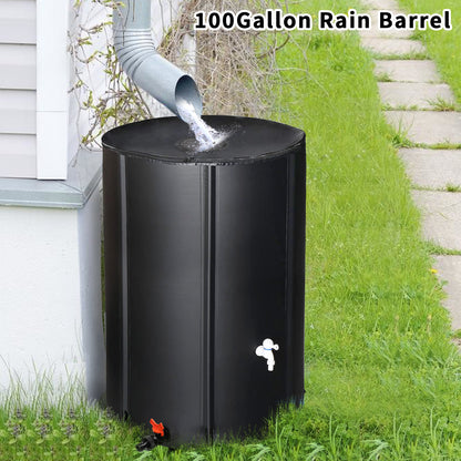 100 Gallon Folding Rain Barrel Water Collector Black