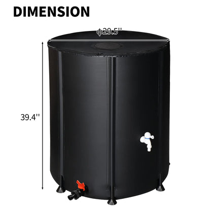 132 Gallon Folding Rain Barrel Water Collector Black