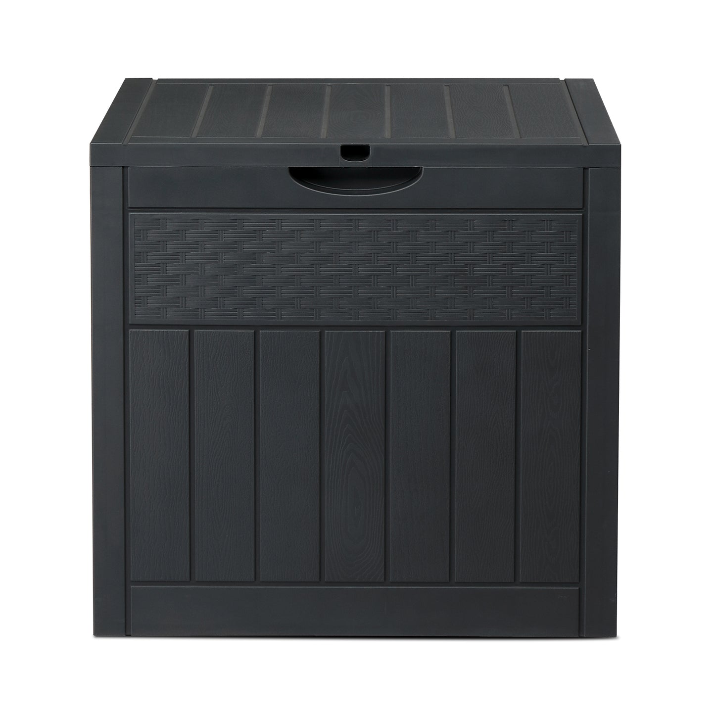 33gal Square Wood & Rattan Plastic Garden Storage Box Gray