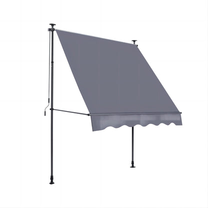 Manual Retractable Awning Canopy-118'' Non-Screw Outdoor Sun Shade Cover with UV Protection [Sale to Temu is Banned.Weekend can not be shipped, order with caution]