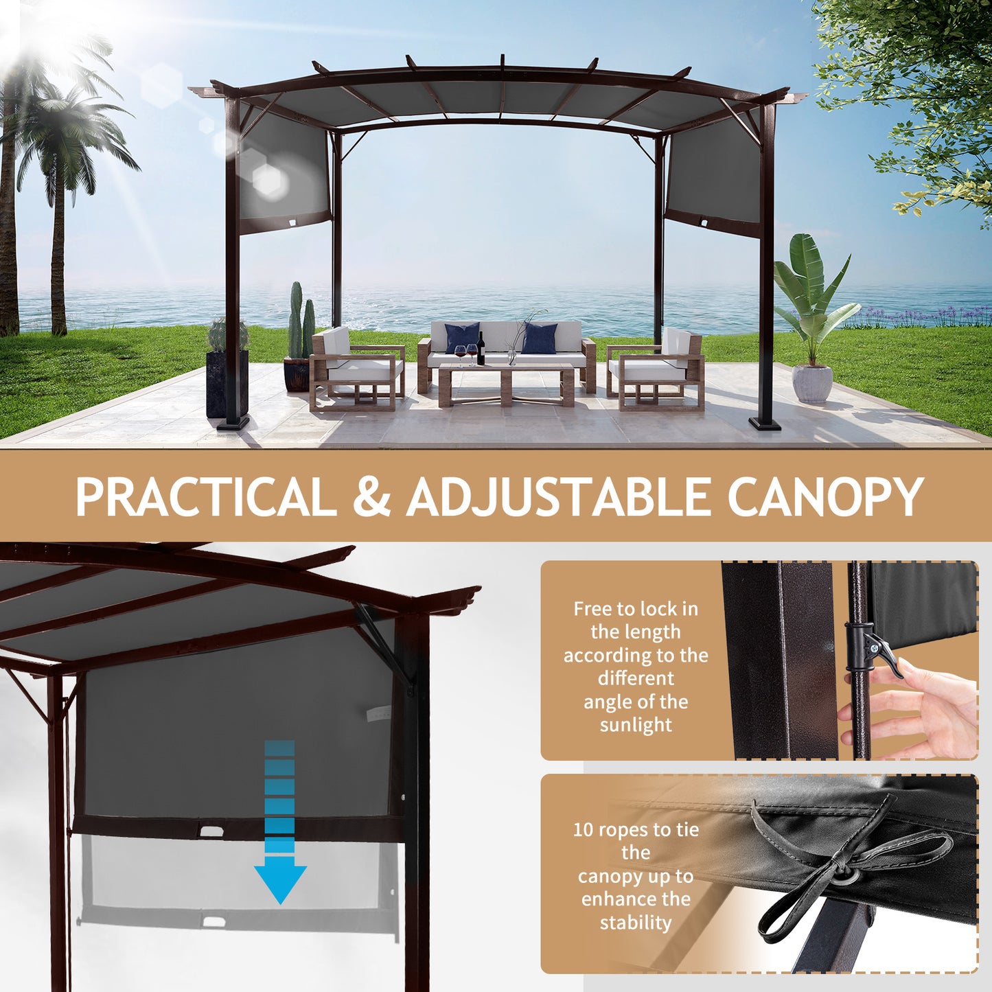 9*12ft Outdoor Rectangular Pergola