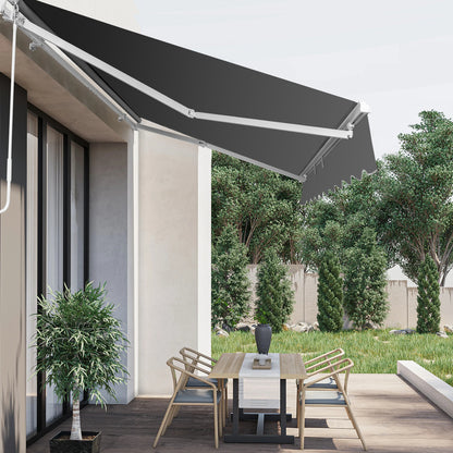 12*10FT gray retractable awning aluminum alloy bracket polyester cloth retractable