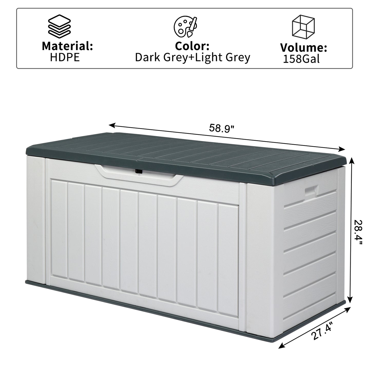 158 Gallon Large Resin Deck Box