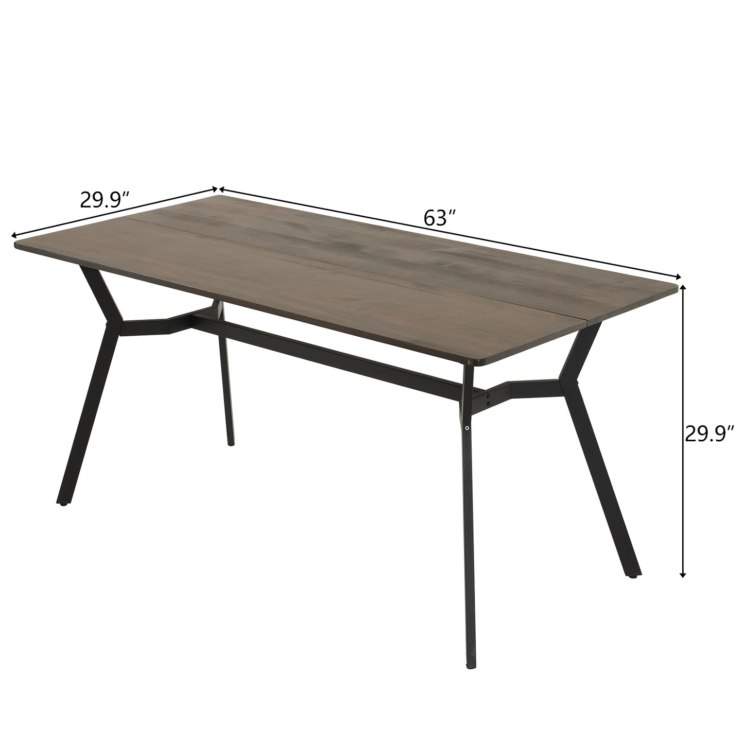 Disassemble rectangular table with diagonal feet solid wood grey desktop splicing 160*76*76cm N101