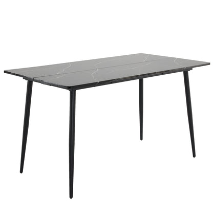 Disassemble rectangular table with arc MDF Black PVC marble surface 122*76*76cm N101