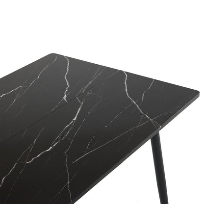 Disassemble rectangular table with arc MDF Black PVC marble surface 122*76*76cm N101