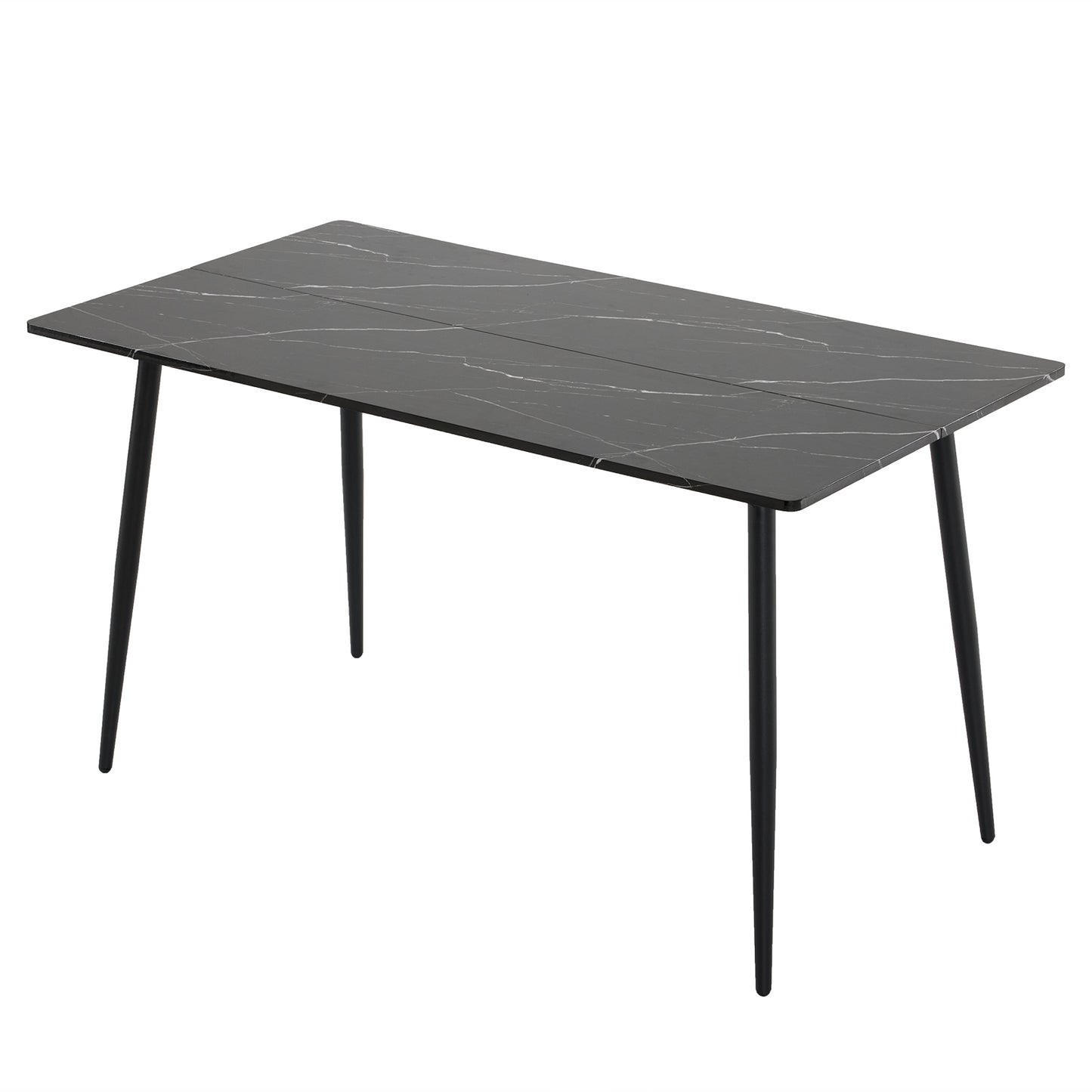 Disassemble rectangular table with arc MDF Black PVC marble surface 122*76*76cm N101