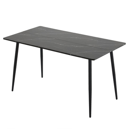 Disassemble rectangular table with arc MDF Black PVC marble surface 122*76*76cm N101