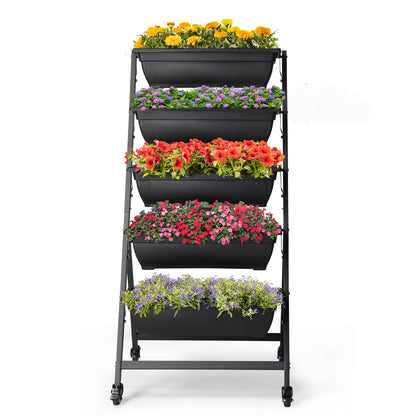 5 Tiers Vertical Garden Bed, Vertical Garden Planter Indoor and Outdoor, Vertical Elevated Garden Bed Perfect for Vegetables Flowers Herbs