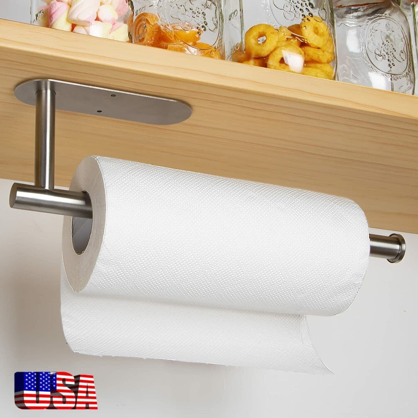 Paper Towel Holder Wall Mount Under Cabinet Adhesive Paper Towel Holder(Ships from FBA warehouse, banned by Amazon)