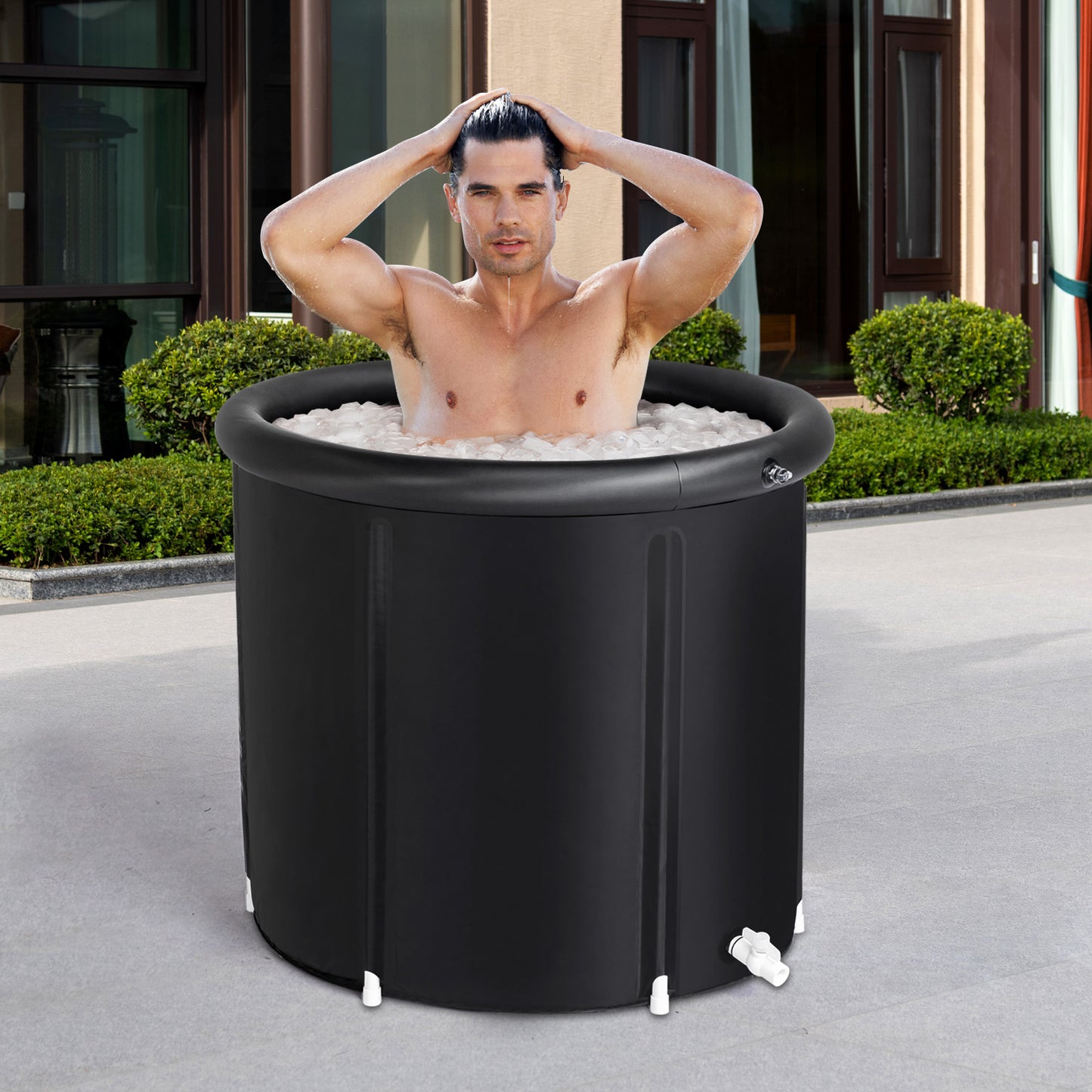 Ice Bath Tub for Athletes with Cover, 85 Gallons Cold Plunge Tub for Recovery, Multiple Layered Portable Ice Bath Plunge Pool, Black