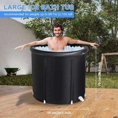 Ice Bath Tub for Athletes with Cover, 85 Gallons Cold Plunge Tub for Recovery, Multiple Layered Portable Ice Bath Plunge Pool, Black