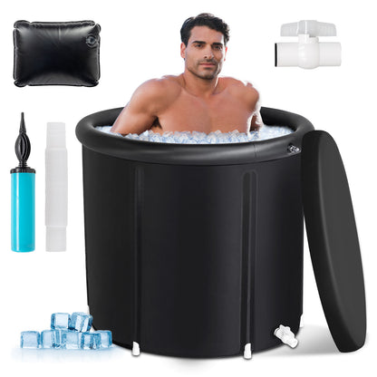 Ice Bath Tub for Athletes with Cover, 85 Gallons Cold Plunge Tub for Recovery, Multiple Layered Portable Ice Bath Plunge Pool, Black