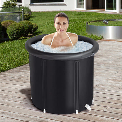 Ice Bath Tub for Athletes with Cover, 85 Gallons Cold Plunge Tub for Recovery, Multiple Layered Portable Ice Bath Plunge Pool, Black