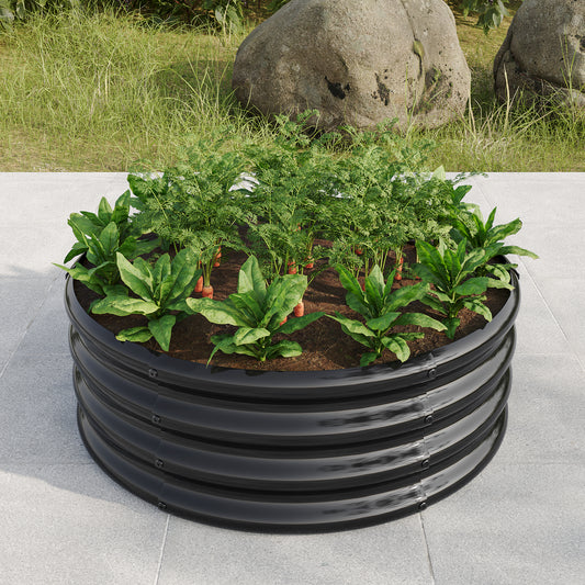 32.08"*11.4" Tall Round Raised Garedn Bed,Metal Raised Beds for Vegetables, Outdoor Garden Raised Planter Box, Backyard Patio Planter Raised Beds for Flowers, Herbs, Fruits Black