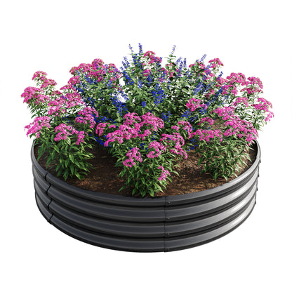 47.24*11.4" Tall Round Raised Garedn Bed,Metal Raised Beds for Vegetables, Outdoor Garden Raised Planter Box, Backyard Patio Planter Raised Beds for Flowers, Herbs, Fruits Black