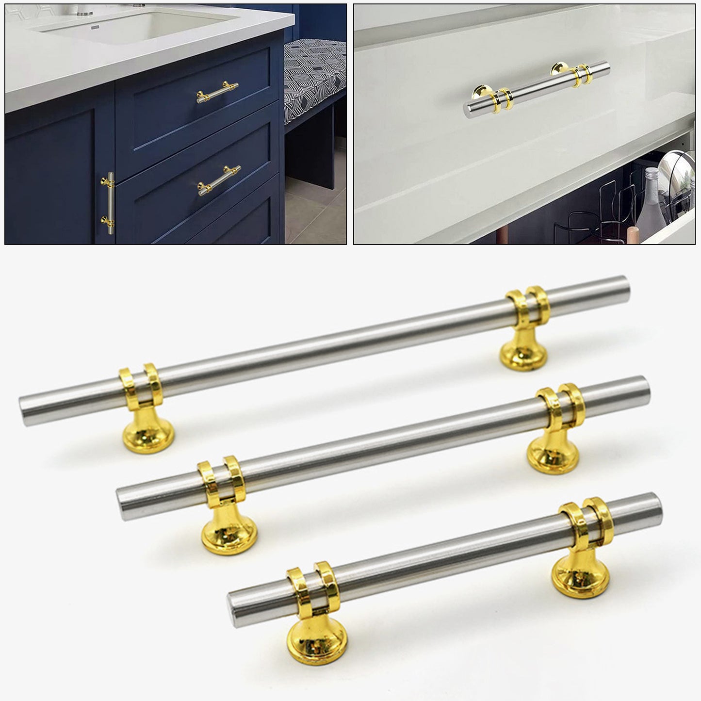 Kitchen Cabinet Pulls Drawer T Bar Handles Polished Nickel Stainless Steel Knob