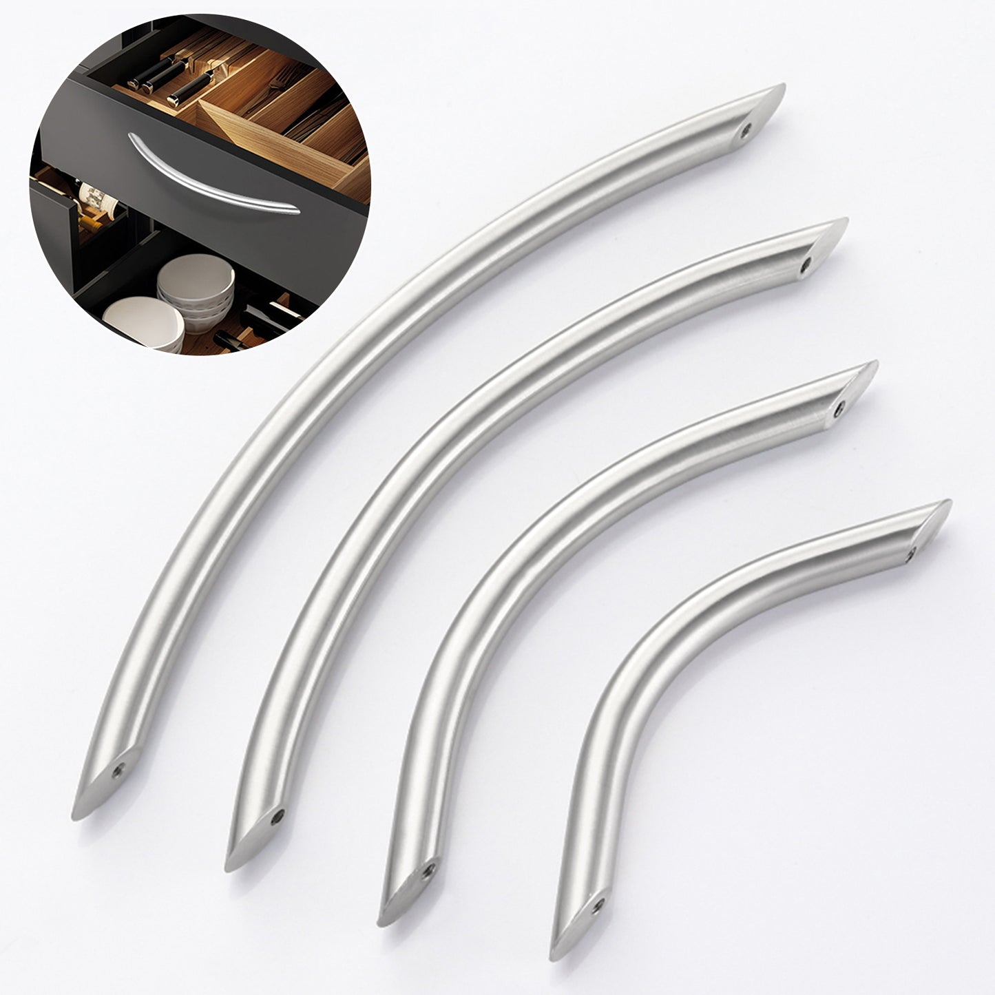 Stainless steel Nickel Cabinet Hardware Bow Cabinet Pulls Drawers Wardrobes Handles