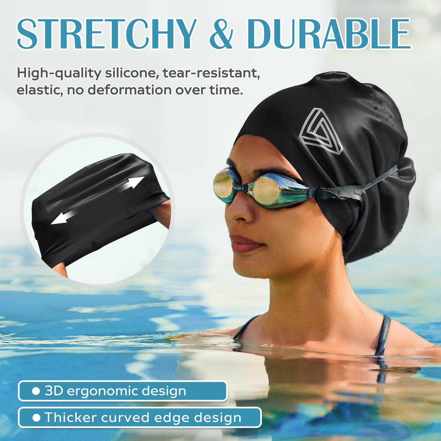 Large Swimming Cap, Suitable for Men and Women, Specially Designed Swimming Cap, Suitable for Very Long and Thick Curly Hair and Braids, Keep Hair Dry（No shipments on weekends）