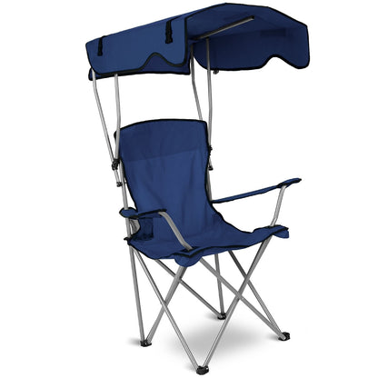 Camping Chairs with Shade Canopy for Adults, Foldable Portable Canopy Chair, Folding Lawn Outdoor Chair with Canopy for Beach, Camping, Support 330LBS--Navy Blue（No shipment on weekends）