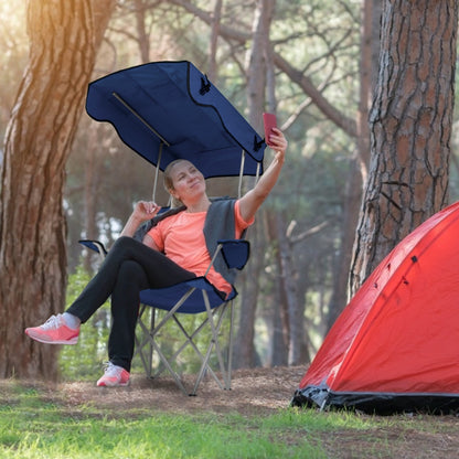 Camping Chairs with Shade Canopy for Adults, Foldable Portable Canopy Chair, Folding Lawn Outdoor Chair with Canopy for Beach, Camping, Support 330LBS--Navy Blue（No shipment on weekends）