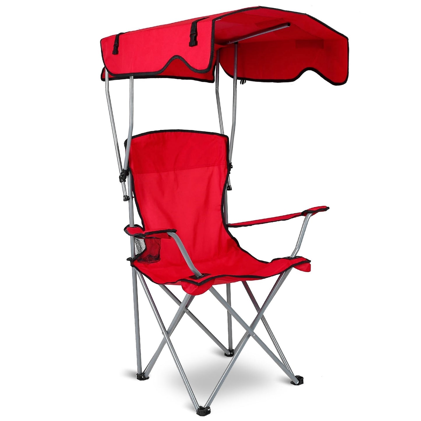 Camping Chairs with Shade Canopy for Adults, Foldable Portable Canopy Chair, Folding Lawn Outdoor Chair with Canopy for Beach, Camping, Support 330LBS--Red（No shipment on weekends）