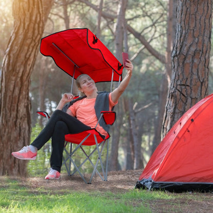 Camping Chairs with Shade Canopy for Adults, Foldable Portable Canopy Chair, Folding Lawn Outdoor Chair with Canopy for Beach, Camping, Support 330LBS--Red（No shipment on weekends）