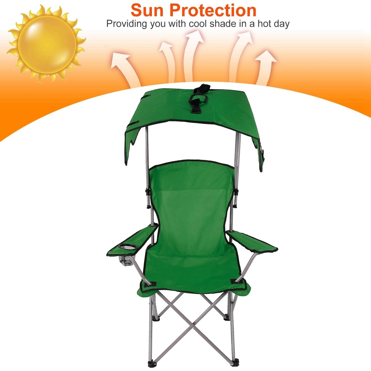 Camping Chairs with Shade Canopy for Adults, Foldable Portable Canopy Chair, Folding Lawn Outdoor Chair with Canopy for Beach, Camping, Support 330LBS--Green（No shipment on weekends）