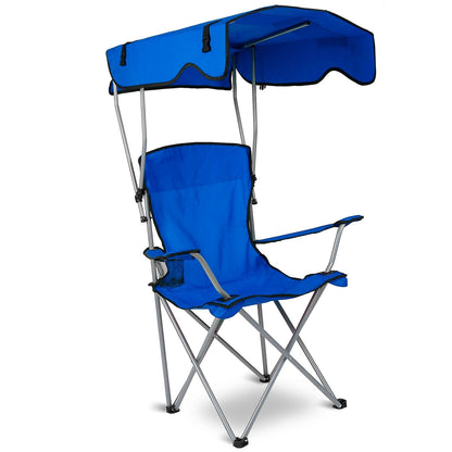 Camping Chairs with Shade Canopy for Adults, Foldable Portable Canopy Chair, Folding Lawn Outdoor Chair with Canopy for Beach, Camping, Support 330LBS--Blue（No shipment on weekends）