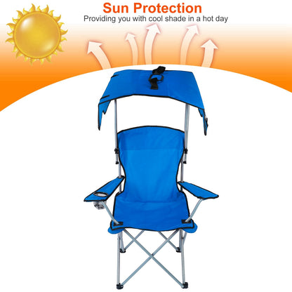 Camping Chairs with Shade Canopy for Adults, Foldable Portable Canopy Chair, Folding Lawn Outdoor Chair with Canopy for Beach, Camping, Support 330LBS--Blue（No shipment on weekends）