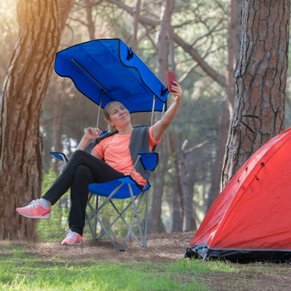 Camping Chairs with Shade Canopy for Adults, Foldable Portable Canopy Chair, Folding Lawn Outdoor Chair with Canopy for Beach, Camping, Support 330LBS--Blue（No shipment on weekends）