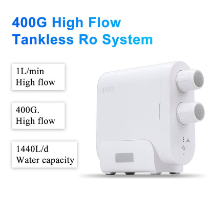 400GPD High Flow Under Sink Reverse Osmosis Water Filtration System Water Purifier For Home 1.5:1 Drain Rate