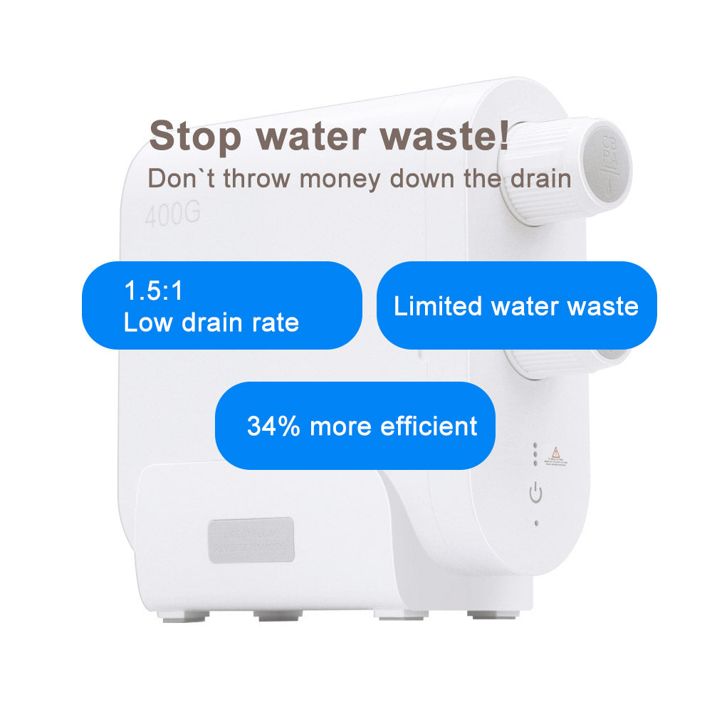 400GPD High Flow Under Sink Reverse Osmosis Water Filtration System Water Purifier For Home 1.5:1 Drain Rate