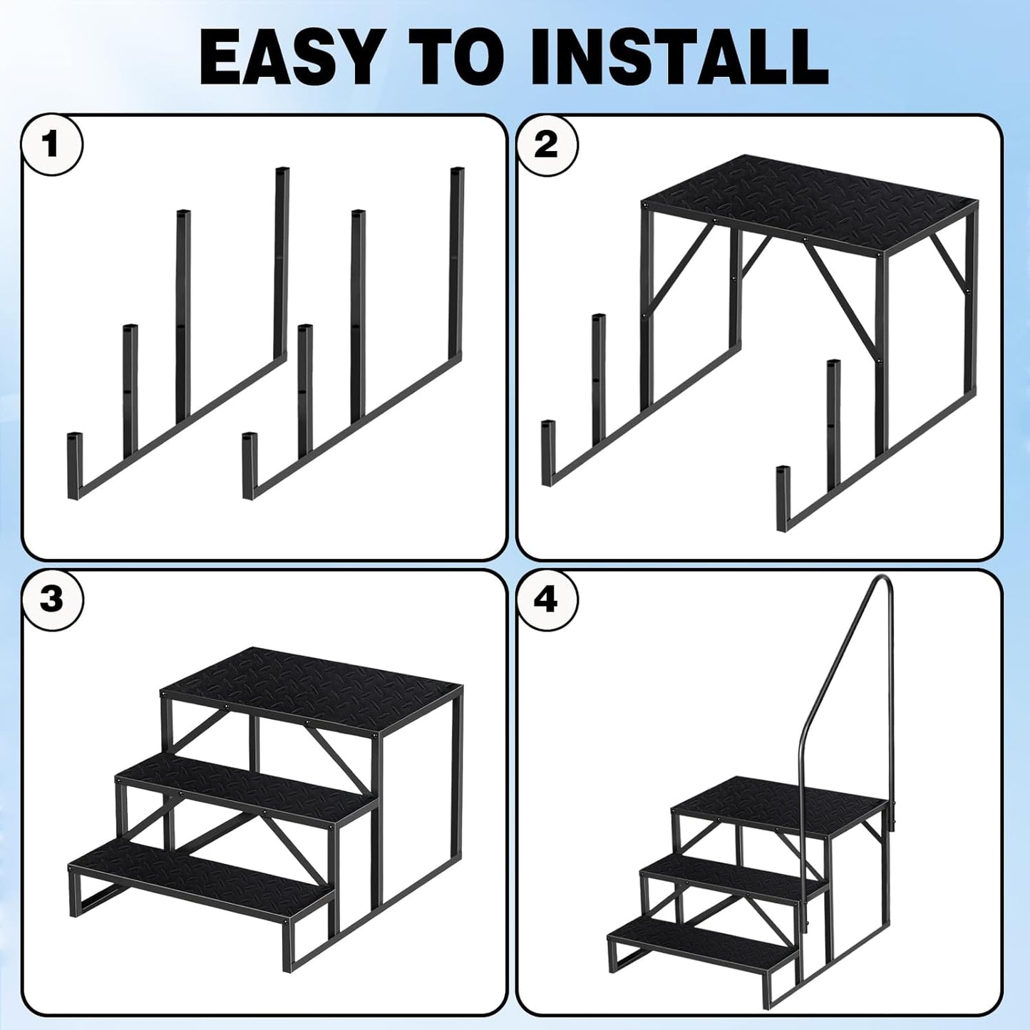 Swimming Pool Ladder Above Ground Pools,3 Step Stool Ladder with Handrails, 440 lb Capacity SPA Steps, Heavy Duty Hot Tub Steps for Home Outdoor, Stairs Deck