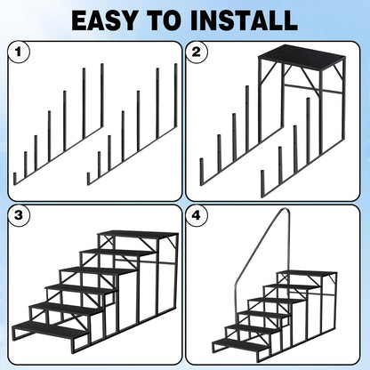 Swimming Pool Ladder Above Ground Pools, Step Stool Ladder with Handrails, Heavy Duty Hot Tub Steps (6 Step)