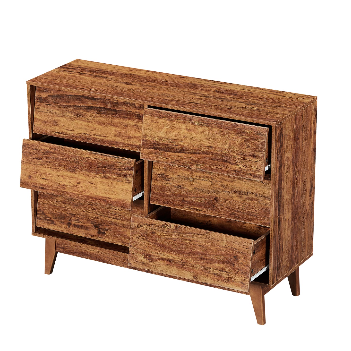 6 Drawer Double Dresser Features Vintage-style and Bevel Design