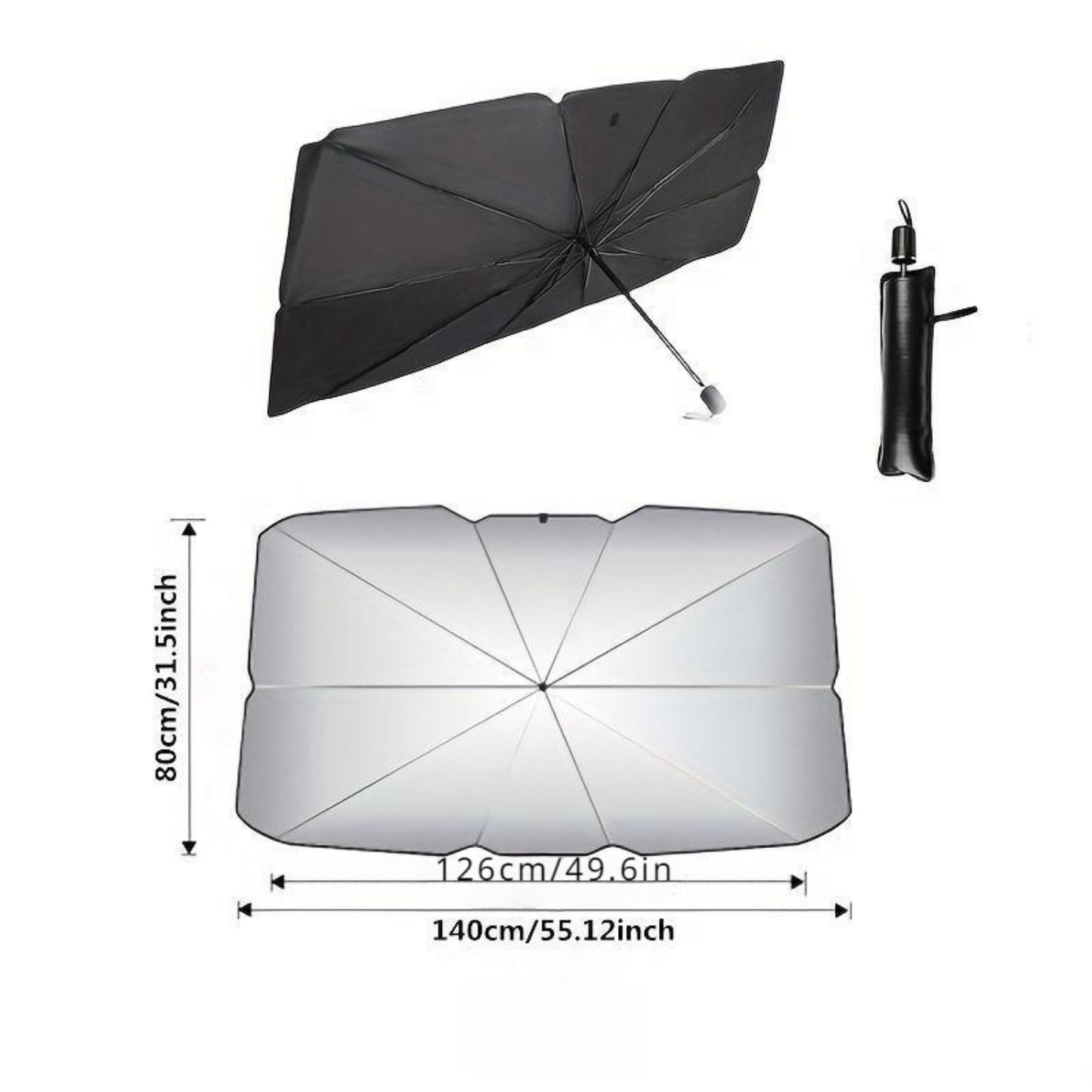 Auto Windshield Sunshade, Foldable Reflective Sunshade for Car Front Window, Blocks UVs Rays, Heat Insulation, Keep Vehicle Cool(No shipments on weekends, banned from Amazon)