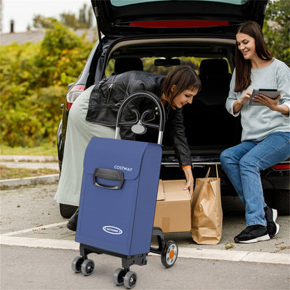 Blue Folding Shopping Cart