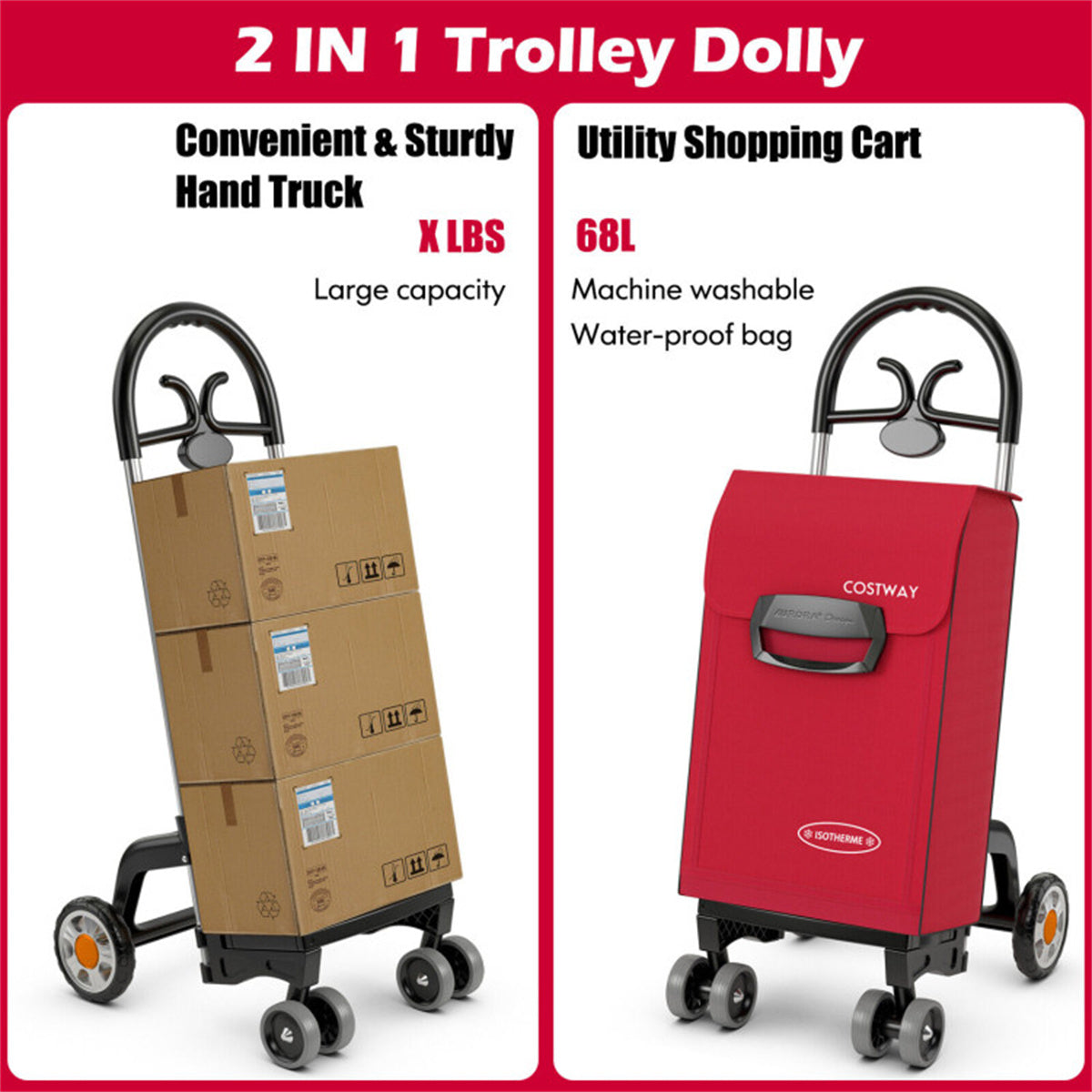 Red Folding Shopping Cart