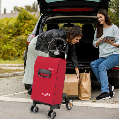 Red Folding Shopping Cart