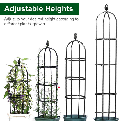 2 Packs Garden Obelisk Trellis 5.9FT Plants Tower for Climbing Plants Flower Vegetable Vine Support Rustproof Garden Plant Trellis Black(No shipments on weekends)