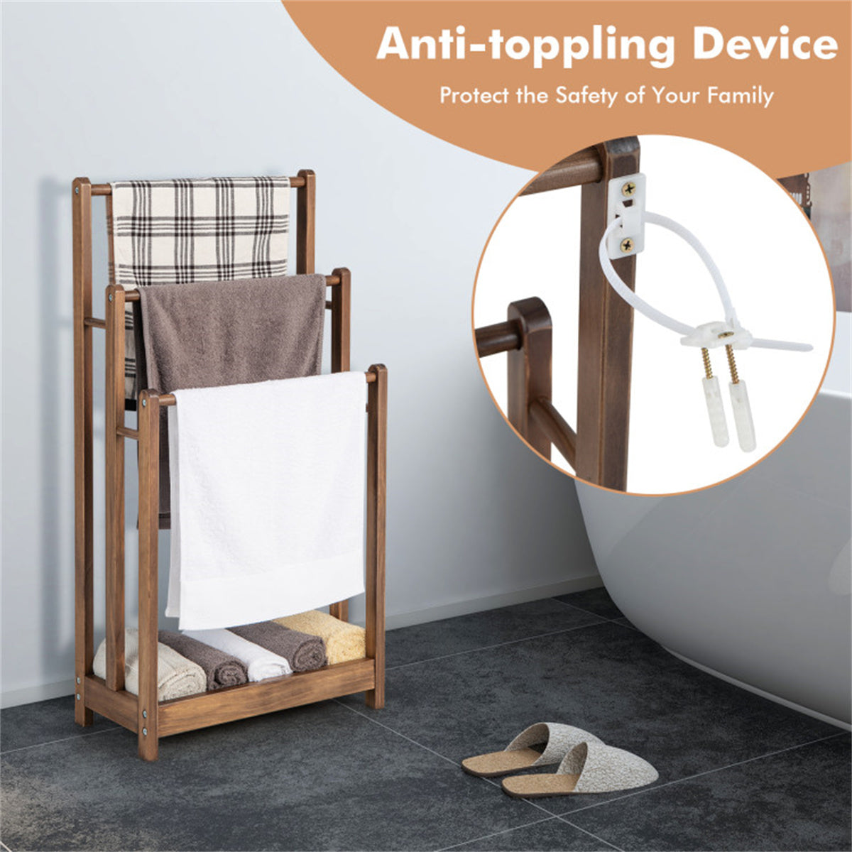 Vertical towel rack brown