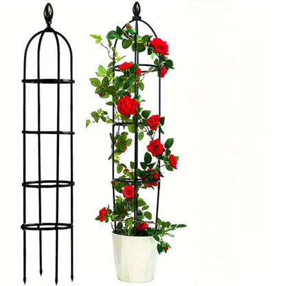 2pcs Garden trellises for climbing plants, rust resistant metal pipes with heavy plastic coating, outdoor and indoor potted plant supports for gardens (black) (not shipped on weekends)